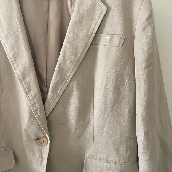 Jones New York linen tan blazer 1 bottom closure size 6 - Picture 3 of 12
